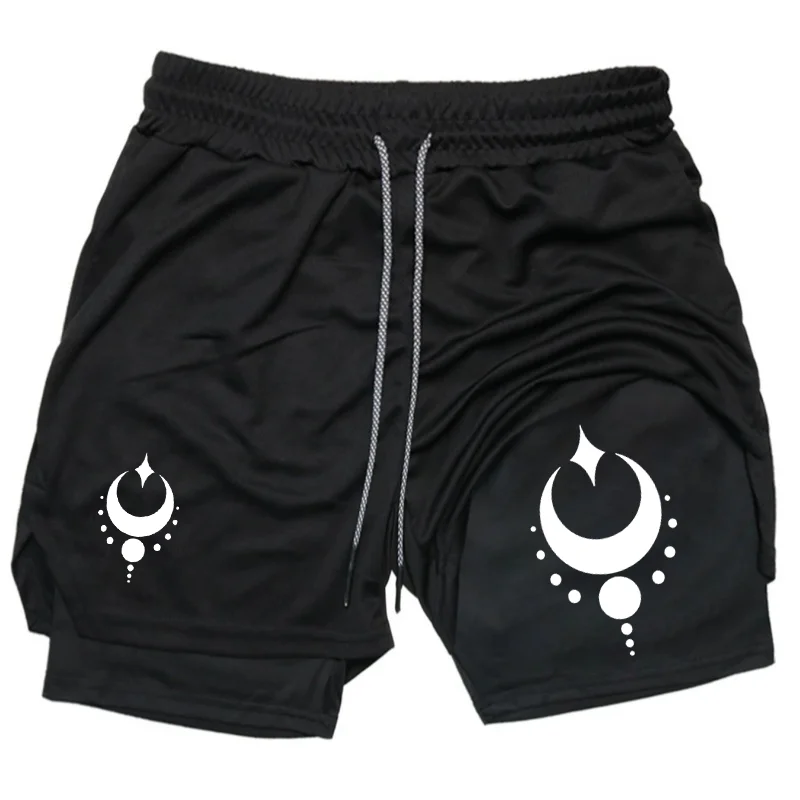 

Abstract Print Men's 2-in-1 Shorts Training Fitness Phone Pocket Summer Breathable Quick-Dry Workout Sportswear