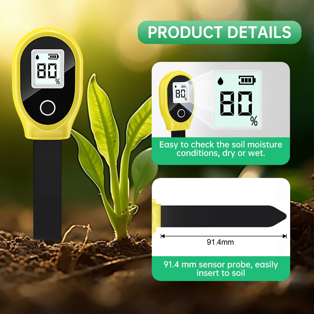 SGS10 Soil Moisture Meter Digital LCD Soil Water Content Analyzer Meter for Indoor Planting Potted Garden Flower Lawn