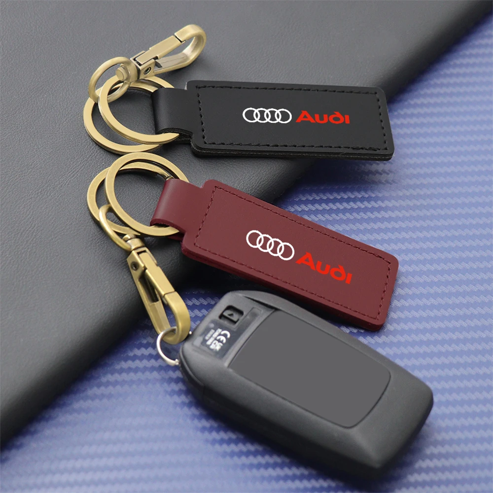 1 قطعة سلسلة المفاتيح الجلدية المعدنية حلقة سبائك الزنك سلسلة مفتاح لأودي A3 A4 A4L A5 B3 B4 B5 B6 B7 B8 RS3 Quattro C5 C6 C7 C5 C6 C7 B2