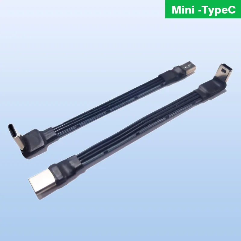 Kabel silikonowy Mini do typu C Miękki kabel USB 10 cm 90 stopni 4-kątny Adapter kabla Mini USB żeński na USB C męski 5 cm 50 cm 100 cm
