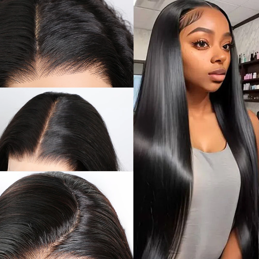 

Alibele 4x4 Straight Transparent Lace Closure Wigs Human Hair Wigs Pre Plucked Lace Front Wigs Easy Install Wholesale For Women