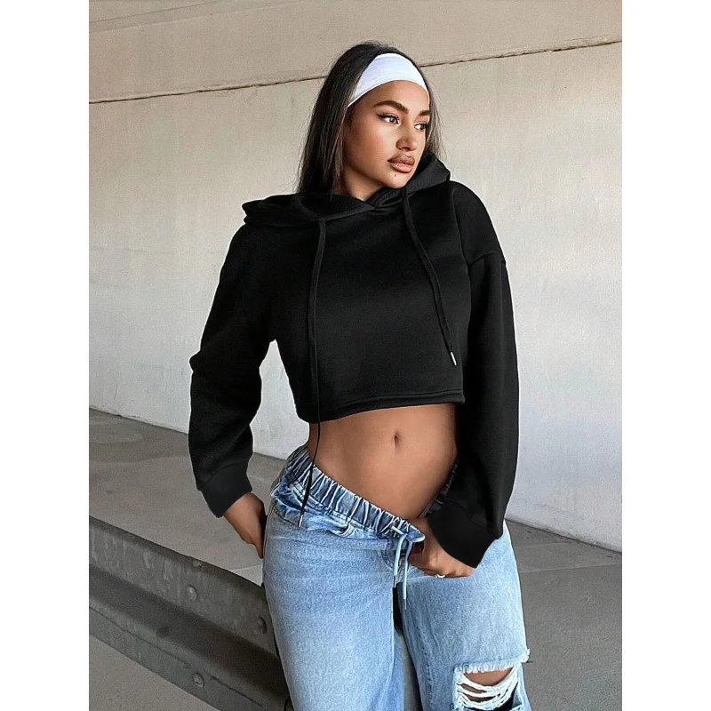 

YQ1-Trendy Personality Hooded Sweatshirt Autumn Winter Fashionable Crop Top