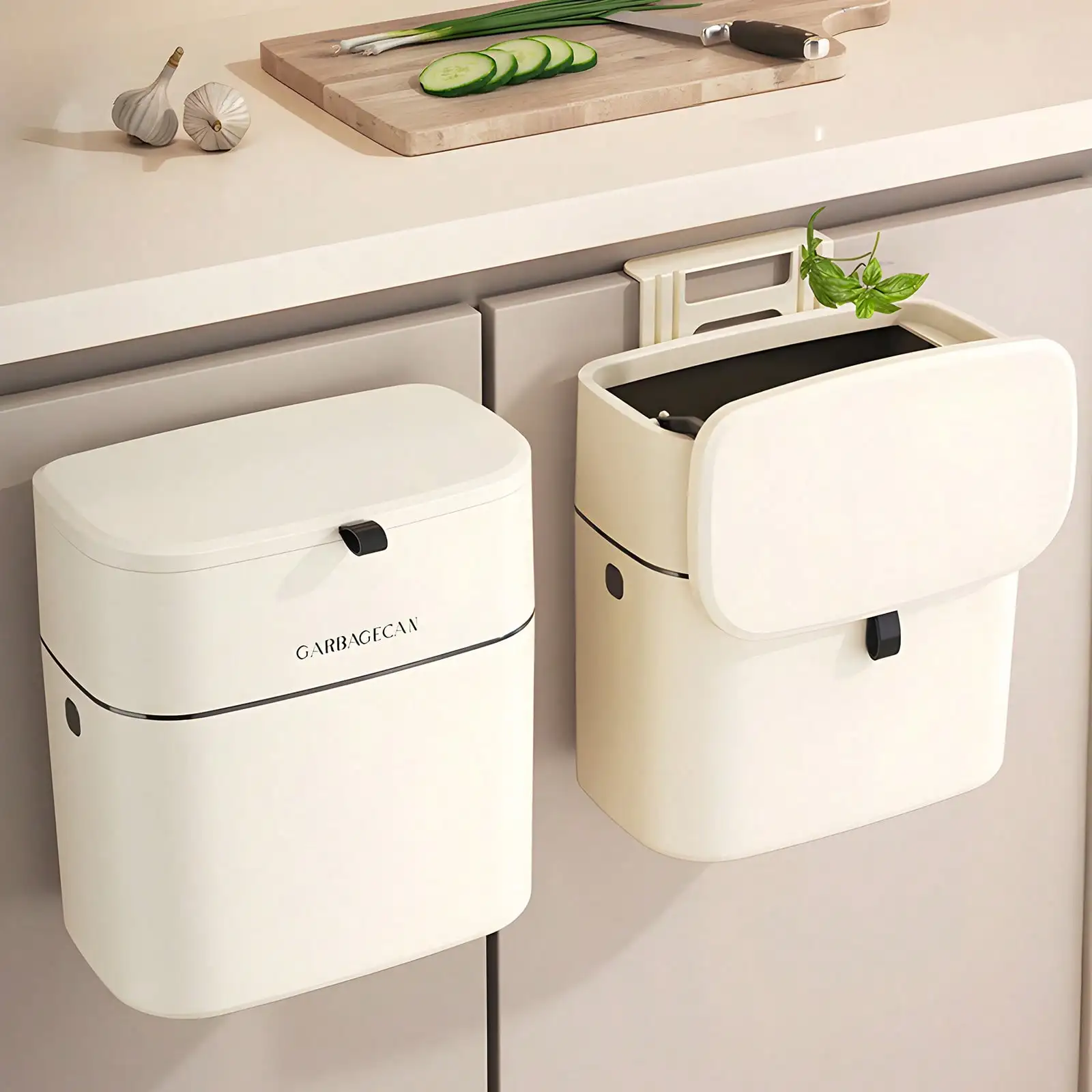 

Senmeo 1PC Kitchen Cabinet Door Hanging Trash Can Odor Resistant Silent Close