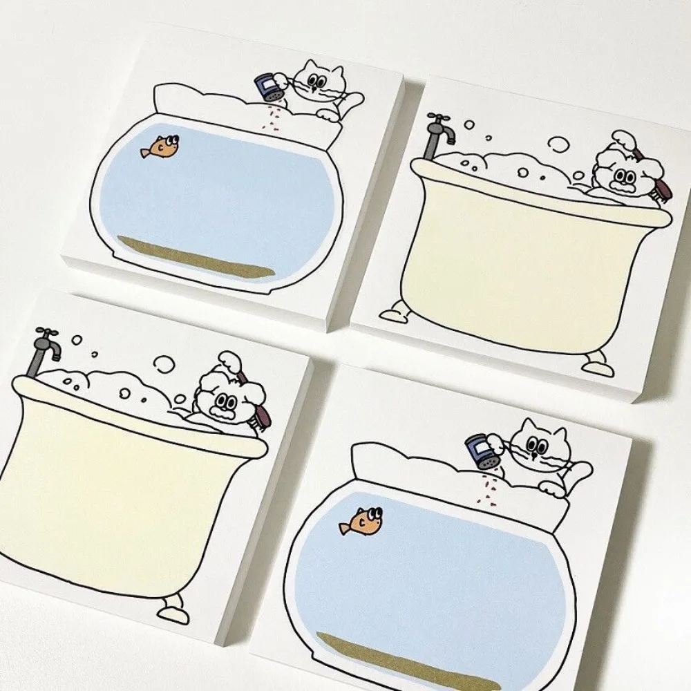 Simple Cute Sticky Note Book Cartoon Removable Fishbowl Memo Pad Korean Style Portable Message Paper Student