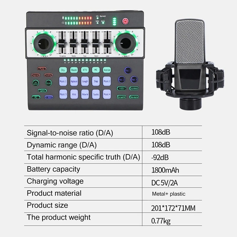 RISE-بودكاست ميكروفون كارت الصوت استوديو مكثف هيئة التصنيع العسكري لايف الصوت خلاط/مبدل الصوت/واجهة الصوت/خلاط الصوت