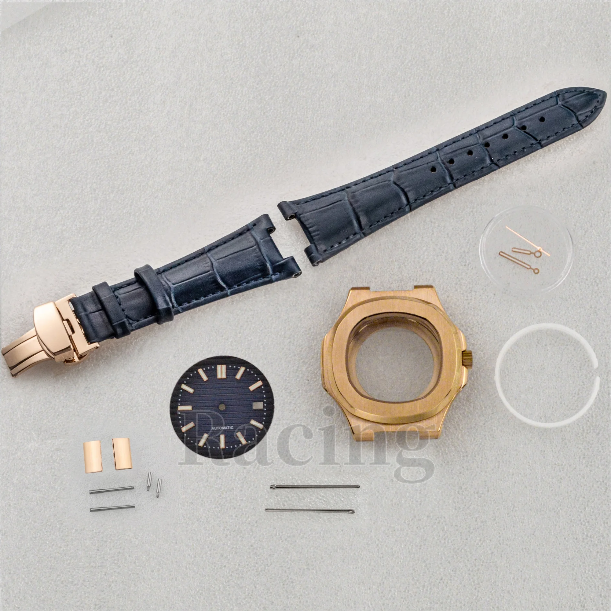 NH35 Case 41mm Watch Case Genuine Leather Strap Luminous Dial Hands for Nautilus Watches Mod Accessories fit NH35/36 Movement