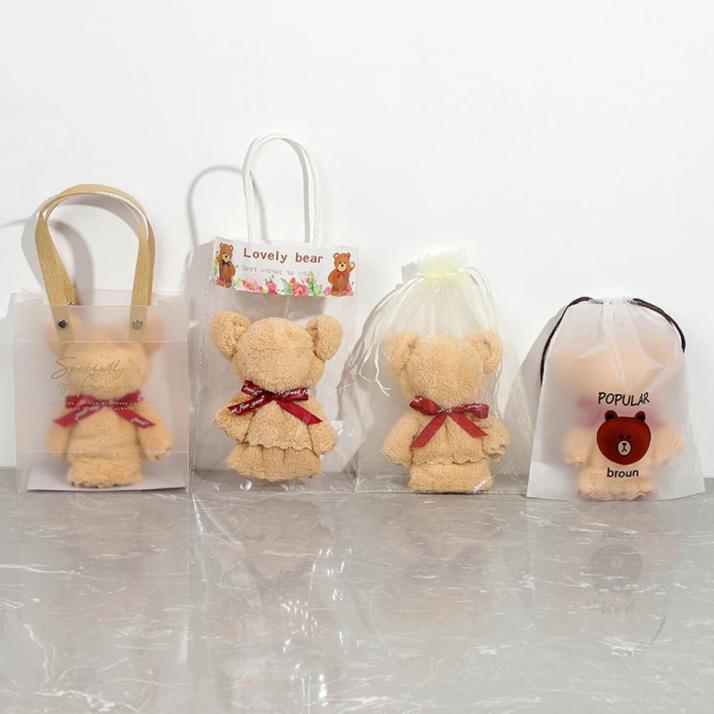 1 pz simpatico orso asciugamano regali di alta qualità in pile corallo regali adorabili Baby Shower bomboniere per gli ospiti sacchetto regalo di natale