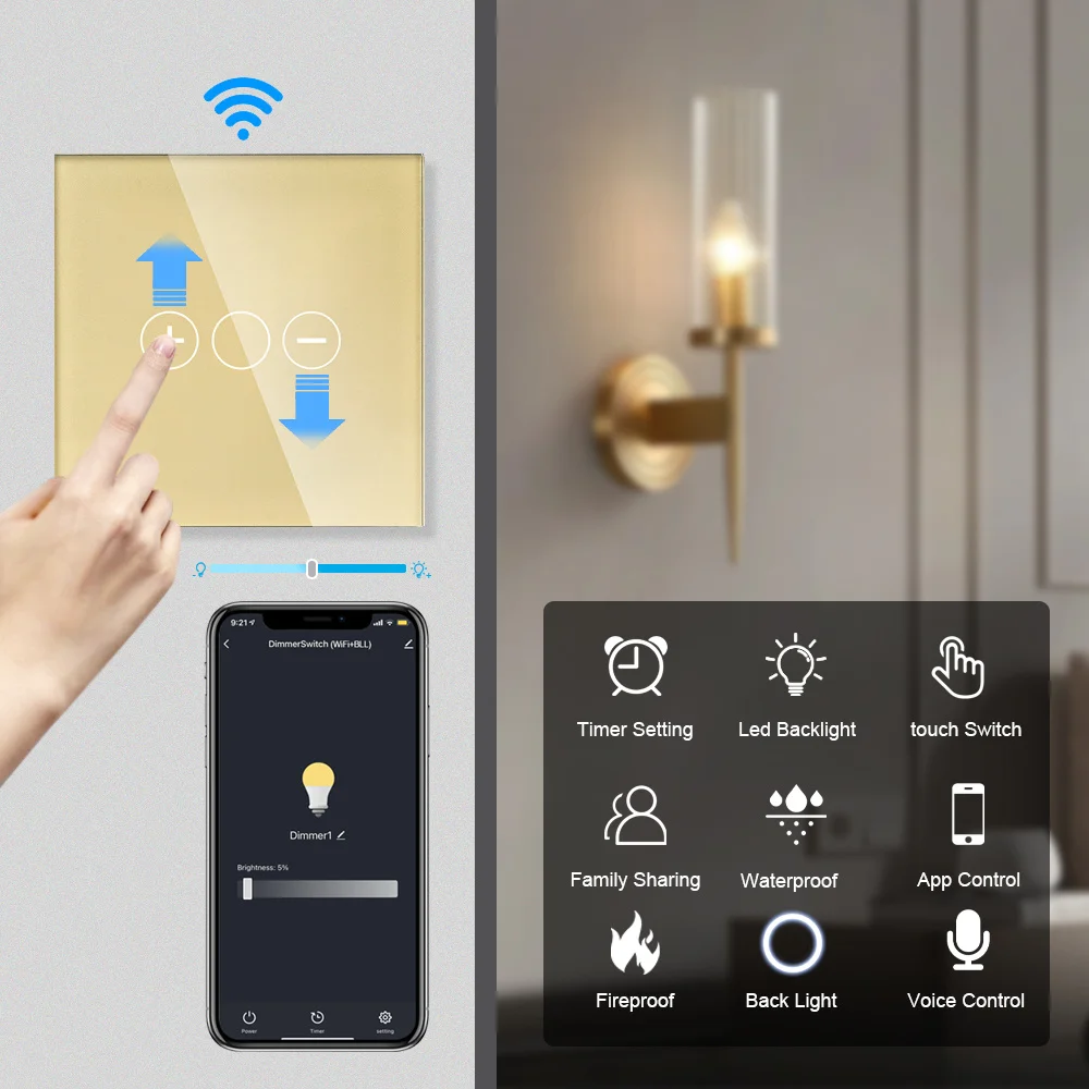 entuoia-wifiスマートウォールタッチライト調光スイッチ-スマートライフtuyaアプリリモコン-amazon-alexa、google-home、alice対応
