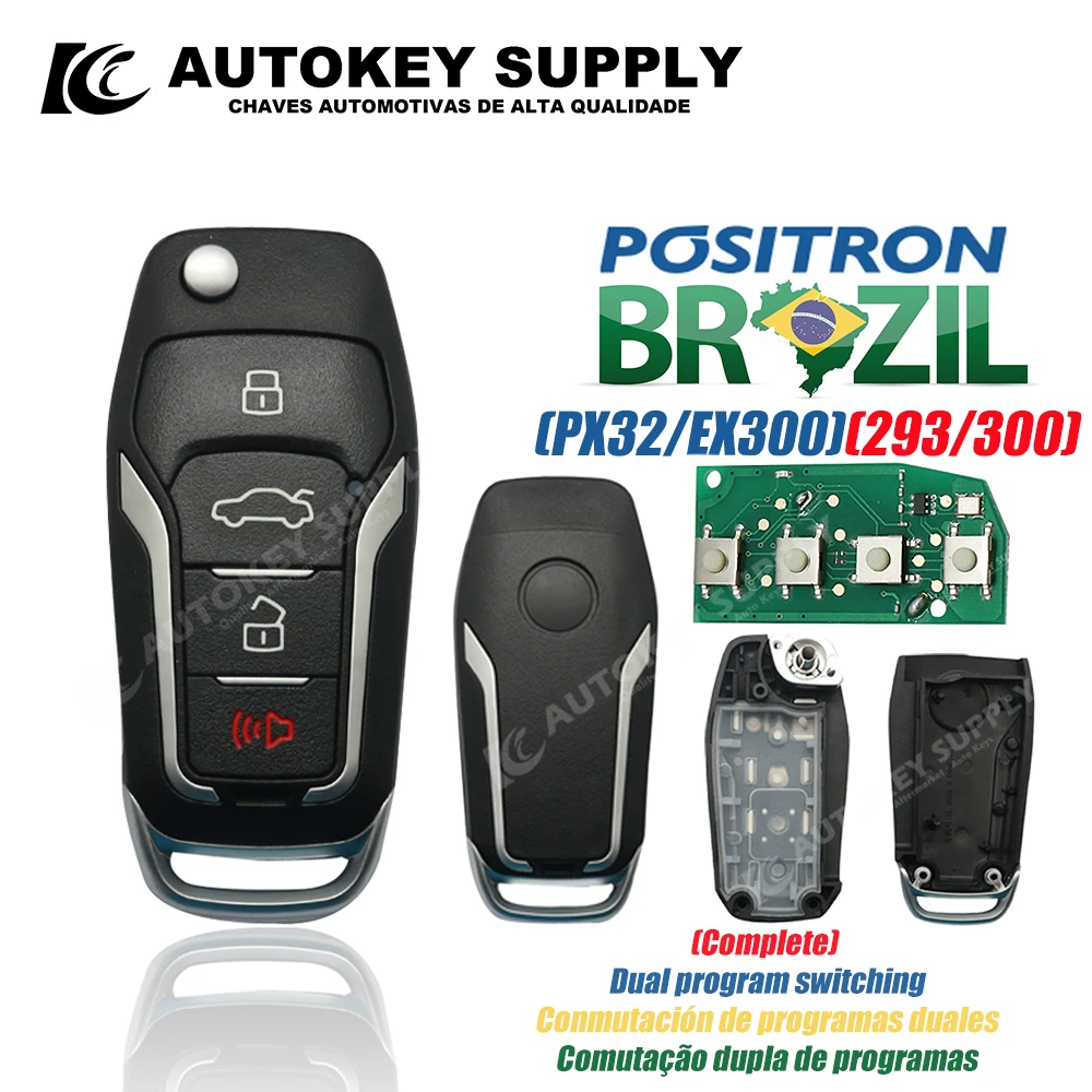 For Positron Flex  Remote Car Key With Logo High-Quality Alarm System - Double Program PX32 EX300 293 330 360 AutokeySupply