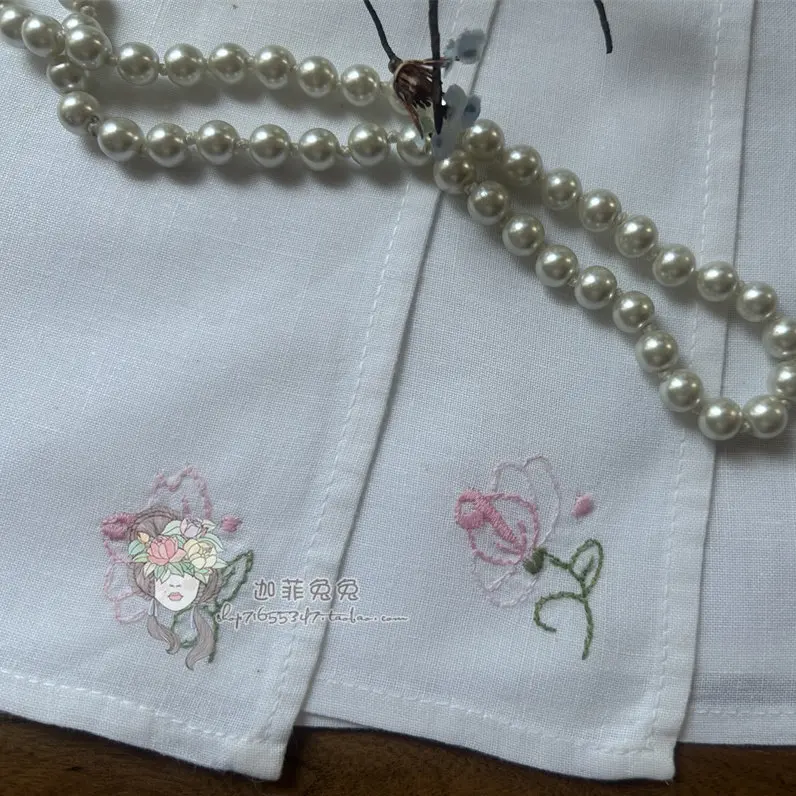4PCS Cotton Embroidered Square Towel Napkin Handkerchief