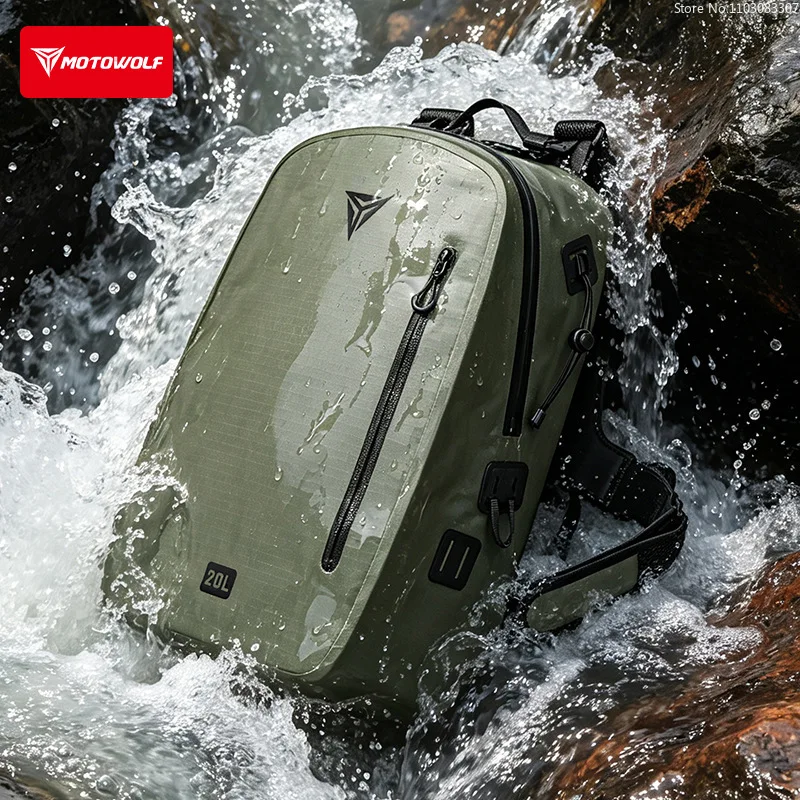 Motowolf High Quality 20L Motorcycle Waterproof Backpack for Riding Touring Rider Waterproof Bag Outdoor Commuting Daypack