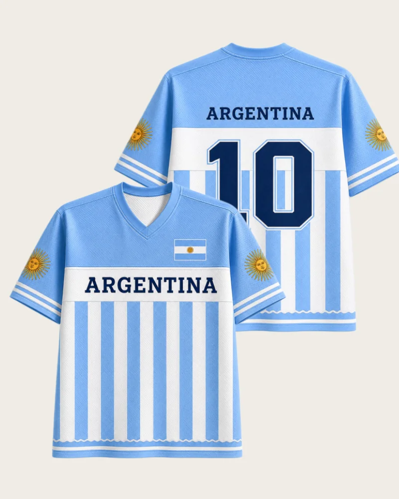 American Retro Argentine Sun 3D Printed Men's and Women's Breathable Loose Mesh Support Short Sleeved Shirt