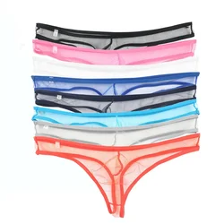 8PCS/Lot Sexy Men String Transparent Underwear Mesh Mens Lingerie T-back Thongs G-strings Gay Jockstrap Sissy Tangas Mens Thongs