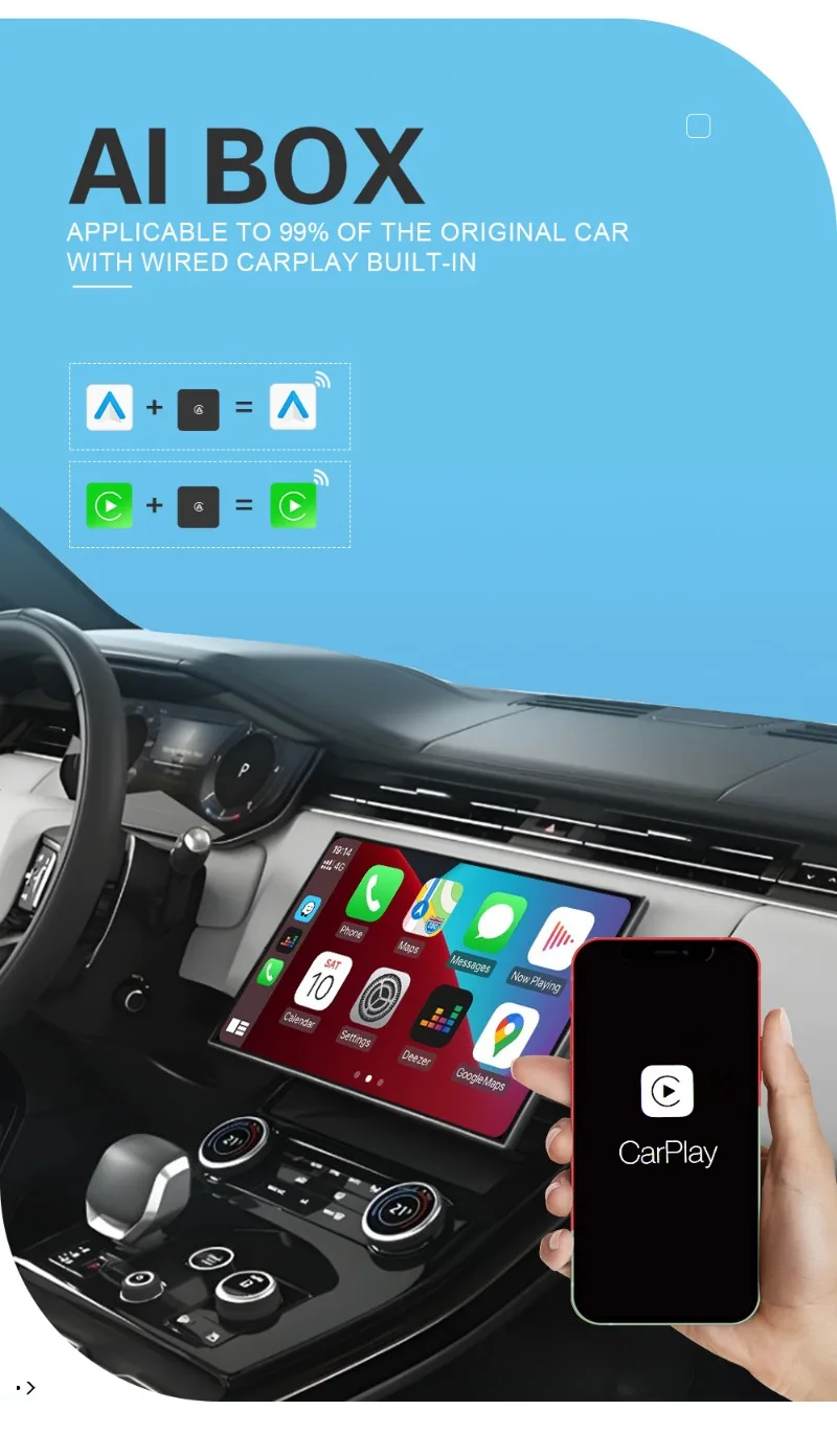 1PC CarPlay Android Auto Bluetooth Connection 2 IN 1 Function WIRELESS CARPLAY Original Car Wired To Wireless Connection Ai Box