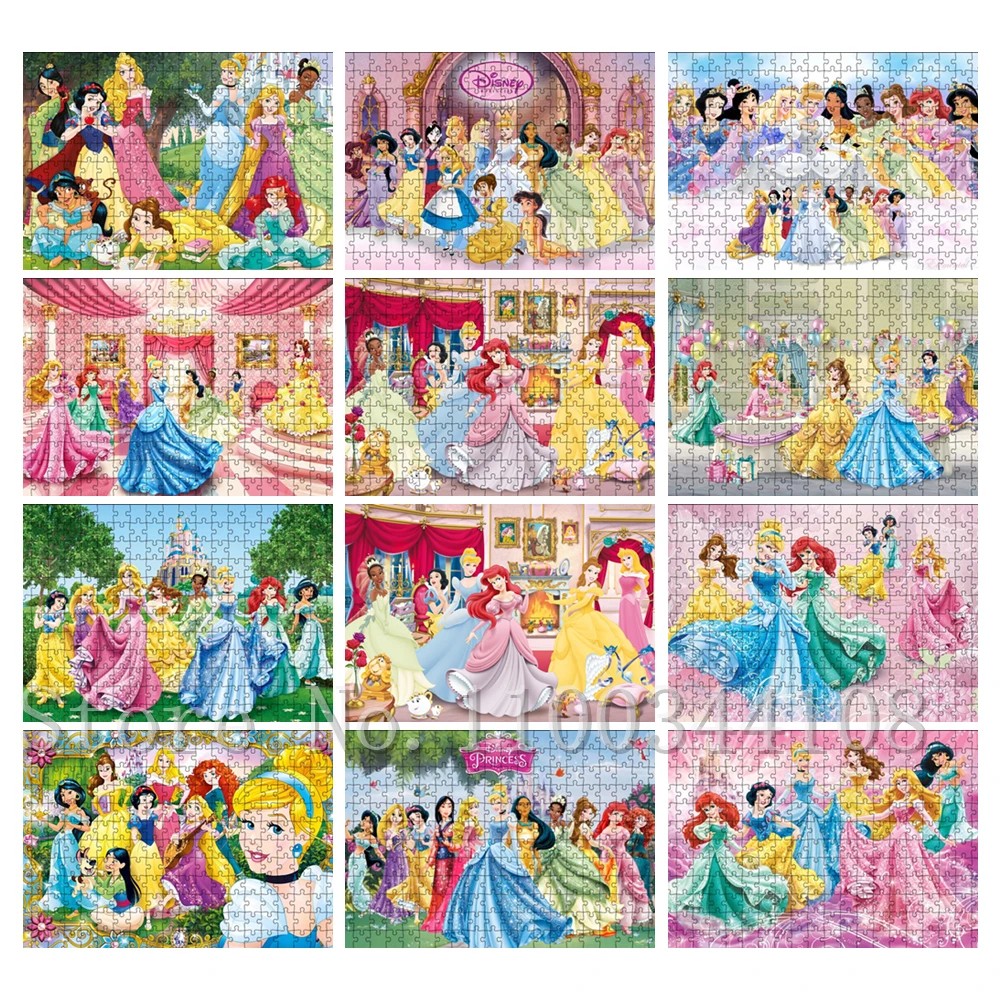 

Disney Princess Rapunzel Merida Cinderella Ariel Jigsaw Puzzles 300/500/1000 Pieces Cartoon Puzzles Children Early Education Toy