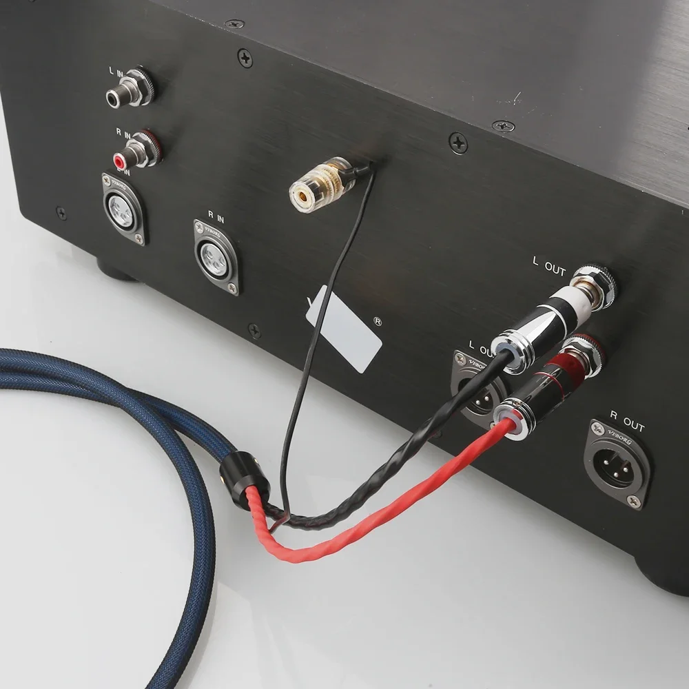 HIFI Audiocrast OFC Silver Plated With shielding 2 RCA to RCA U Y spade plug Audio Phono Tonearm Cable with Ground Wire