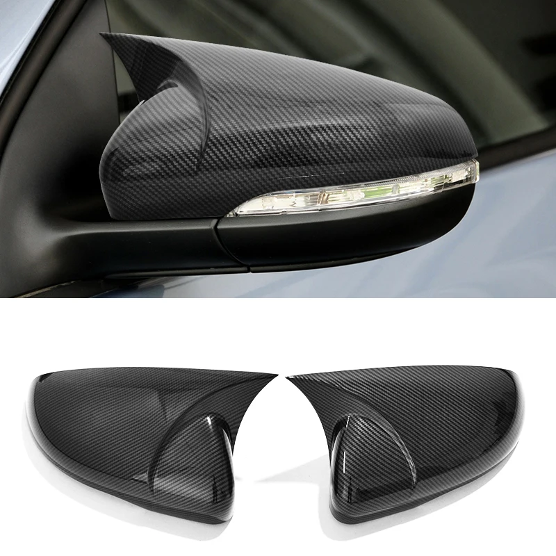 For Volkswagen VW Passat CC 2011-2017 Carbon fiber car side with horn Rearview mirror cover trim, black turn signal mirror cover