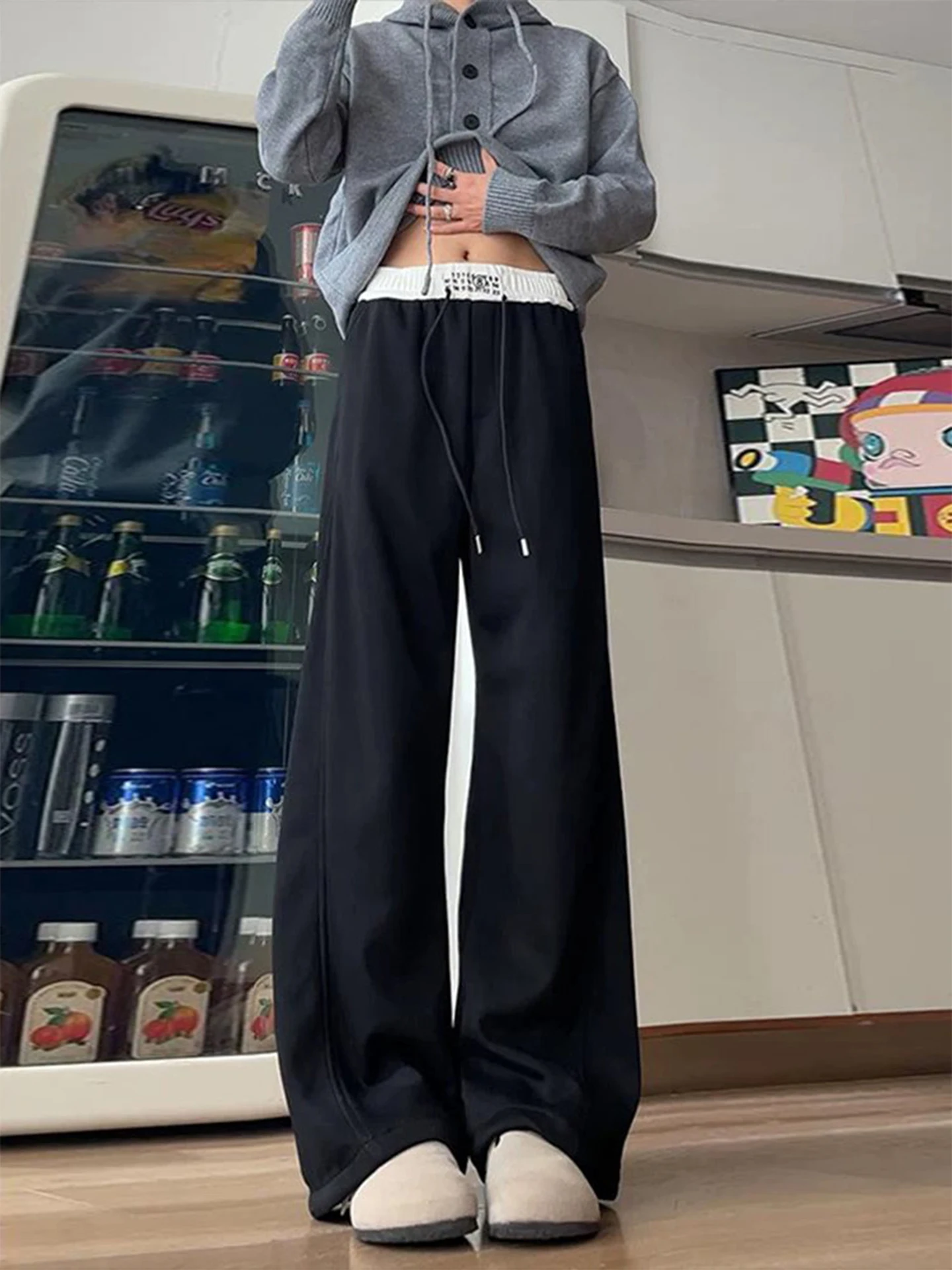 

Мужские повседневные брюки American Sle Thiened Fce, осенне-зимние драпированные широкие брюки, свободные прямые длинные брюки