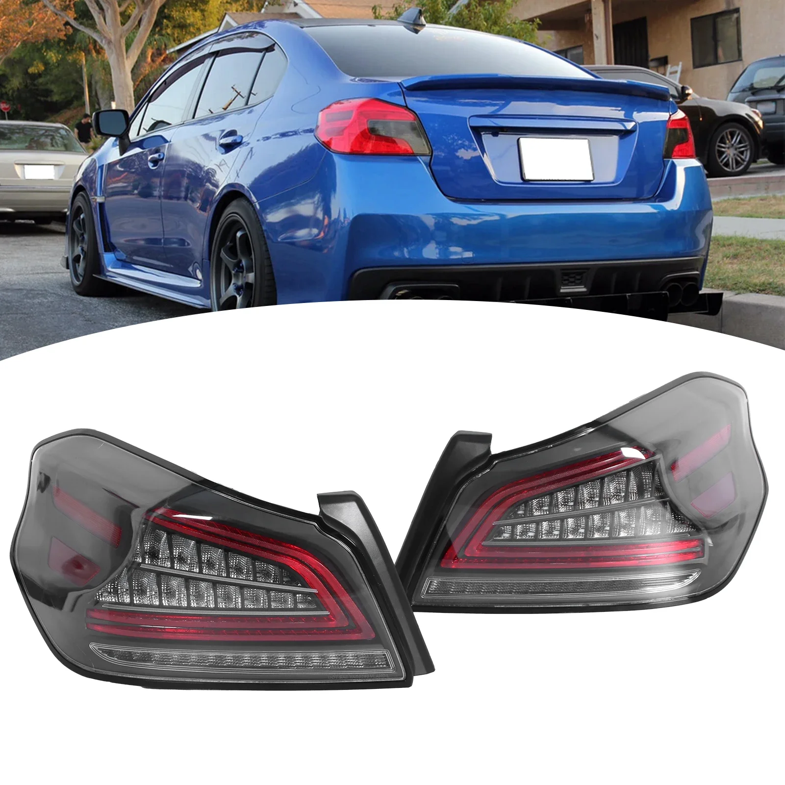 For Subaru WRX / STI 2015 2016 2017 2018 2019 2020 1 Pair LED Dynamic Rear Tail Light Lamp Assembly Clear Lens