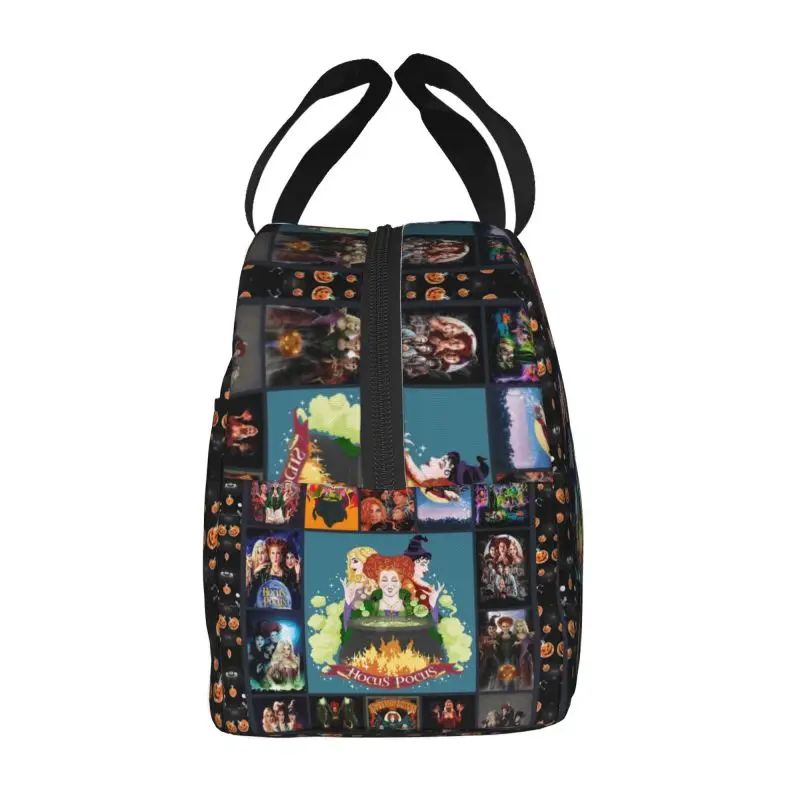 Custom Hocus Pocus Sanderson Sister Lunch Bag Halloween Witch Reusable Cooler Thermal Insulated Lunch Box Storage Food Bento Box