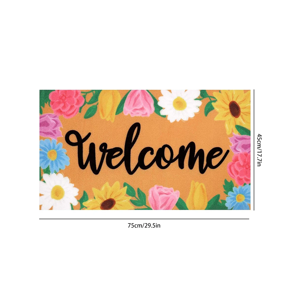 Absorbent Floor Mat para cozinha, Welcome Door Mat, Spring Flower, Home Carpet, Living Room Decor, 45x75cm