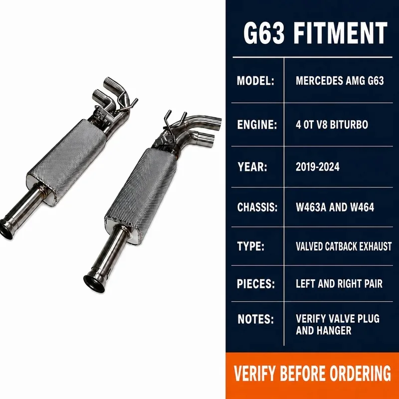 Valved Catback Exhaust System for Mercedes Benz AMG G500/G550/G63 4.0T  4 0T 2019- 2024 Stainless Steel Left Right Pair