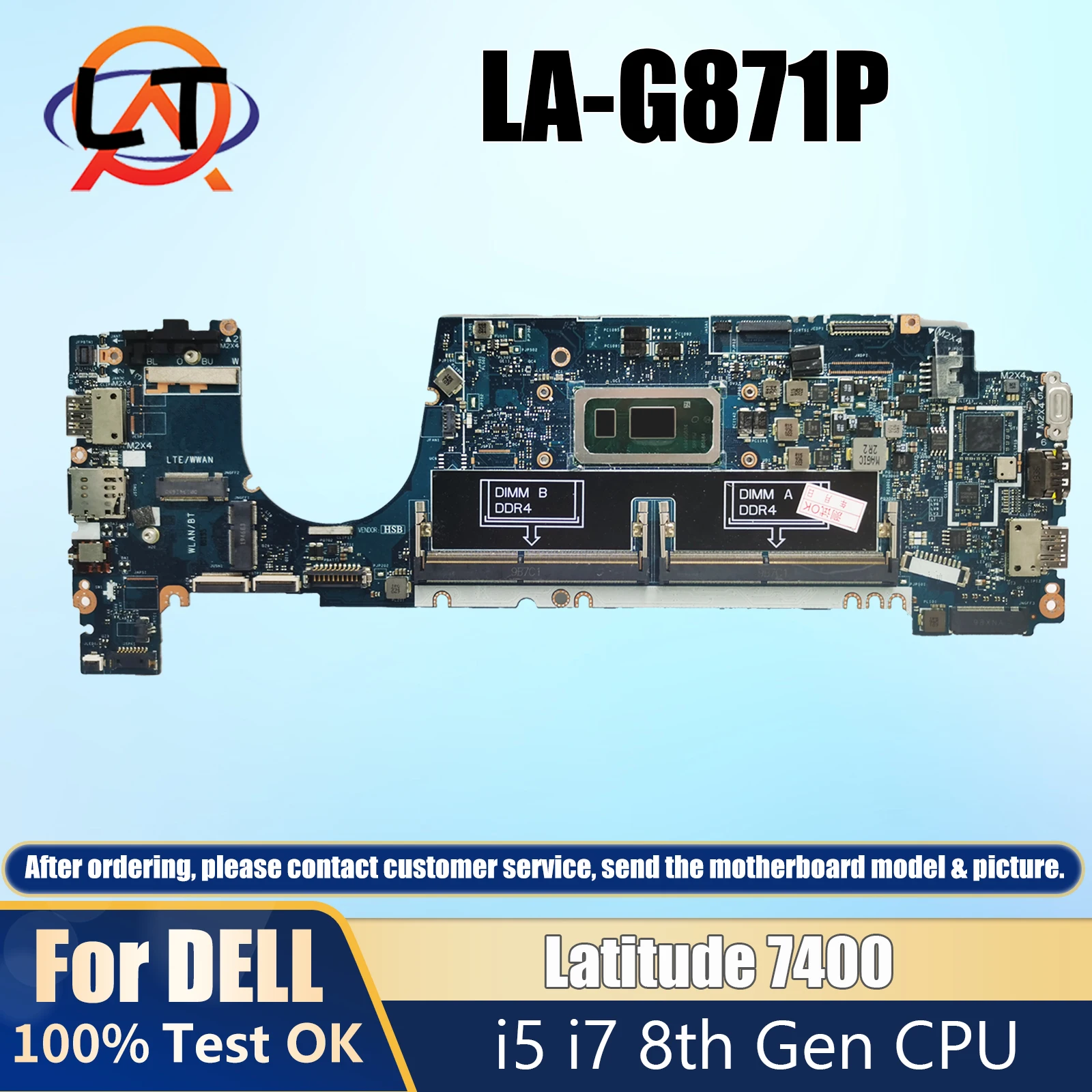 

For Dell Latitude 7400 Notebook Mainboard Laptop LA-G871P 0M2JD3 0FHPJ8 0WRHWP i5 i7 8th Gen CPU Motherboard Full Tested