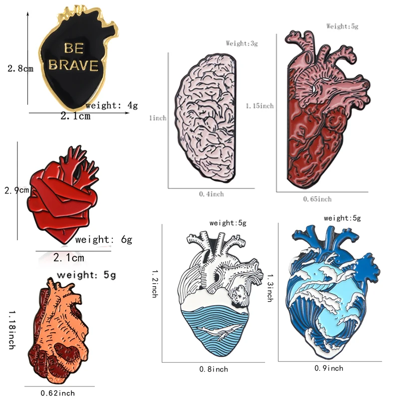 Brooch Medical Anatomical Heart Enamel PINS Brooch Heart Neurology PINSs Lapel Badge for Doctor Gifts 18style Heart Organ Series