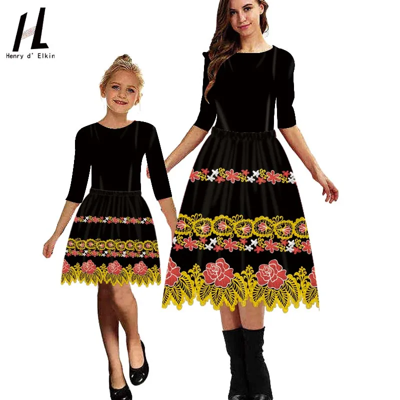 ชุดกระโปรงจับคู่ Island Vibes สําหรับแม่และเด็กผู้หญิง การออกแบบวัฒนธรรมไมโครนีเซียน