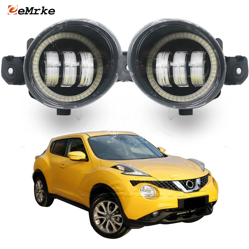 

EEMRKE LED Fog Lights Assembly Driving + Angel Eyes DRL Ring for Nissan Juke F15 Facelift 2014 2015 2017 2017 2018 2019 Car PTF