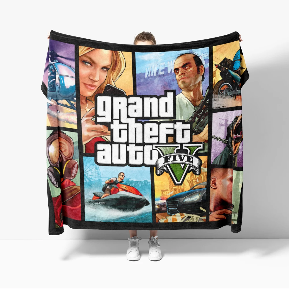 Flannel Blanket Game Grand Theft Auto GTA 5 Decor Blanket Cozy Soft Lightweight Warm 30x40inch 40x50inch for Couch Sofa Bed