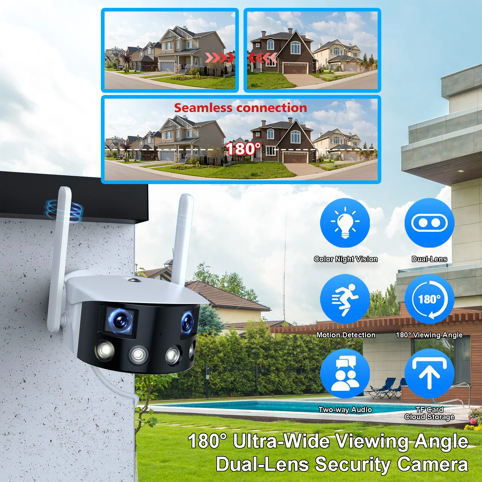 Telecamera IP Bullet WIFI 4K U - Cctv Camera 180 Degree Panoramic recensione e prezzo