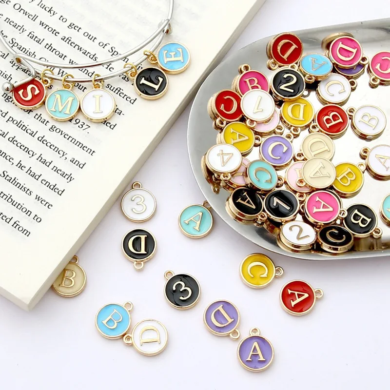 20sets double-sided alloy enamel capital letter A~Z pendants accessories diy bracelet necklace jewelry accessories