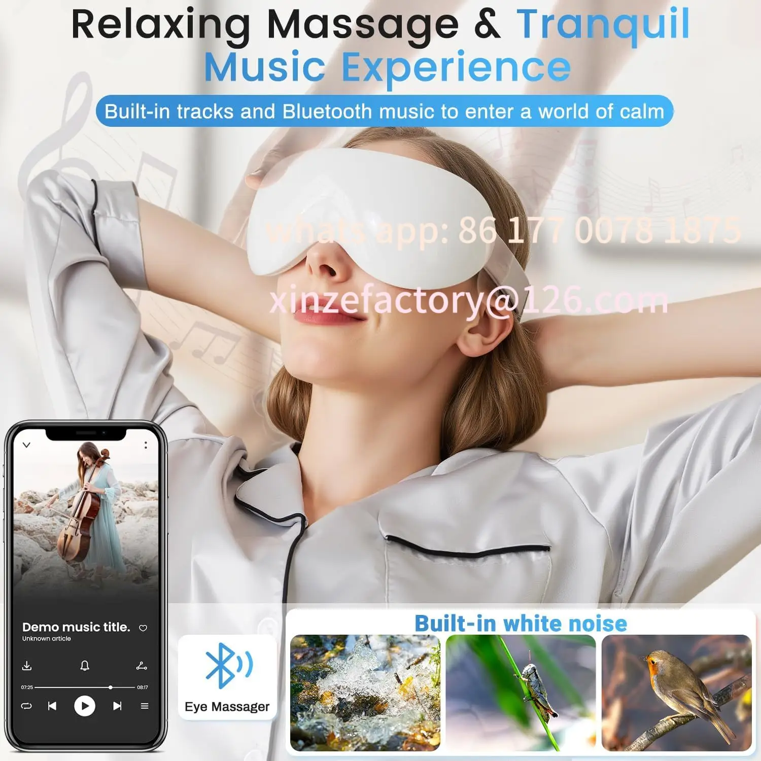 Customizable Eye Massager with Heat and Cooling 12 Vibration Node Rechargeable Eye Care Device with Bluetooth for Puffiness