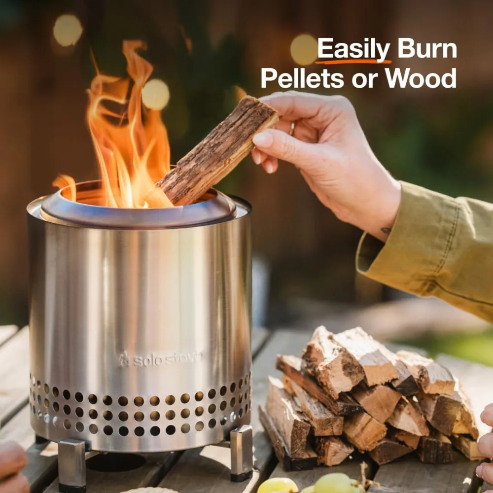 حفرة نار على سطح الطاولة بدون دخاني مقاس 7 بوصات مع حامل، محمولة للتخييم والفناء، من الفولاذ المقاوم للصدأ، وقود الخشب أو الحبيبات #5