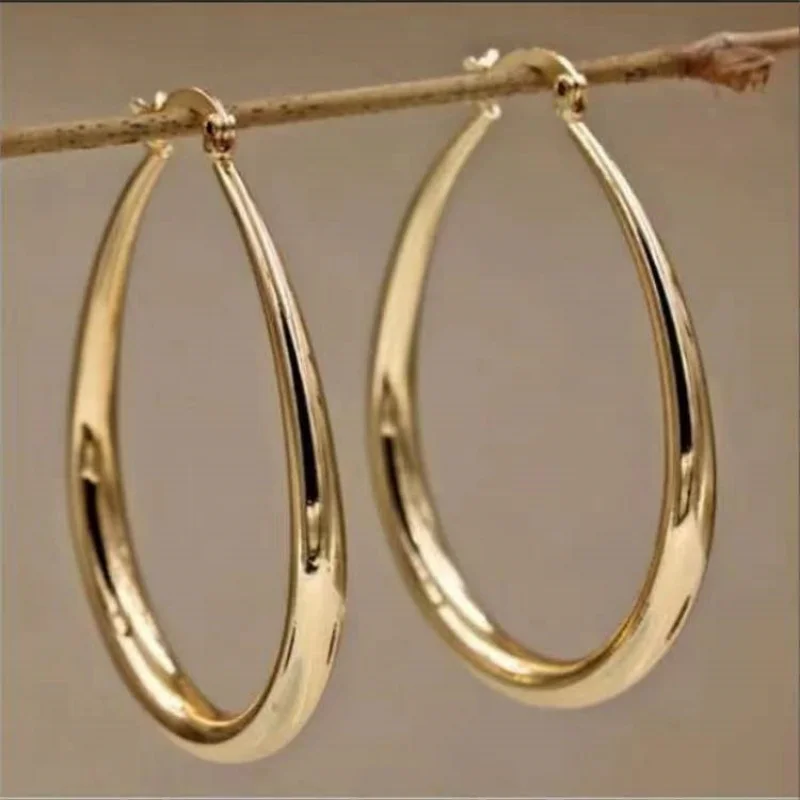 

Gold color Smooth Circle Big Hoop Earrings For Women Silver Fashion Party Wedding Accessories Jewelry Christmas Gifts
