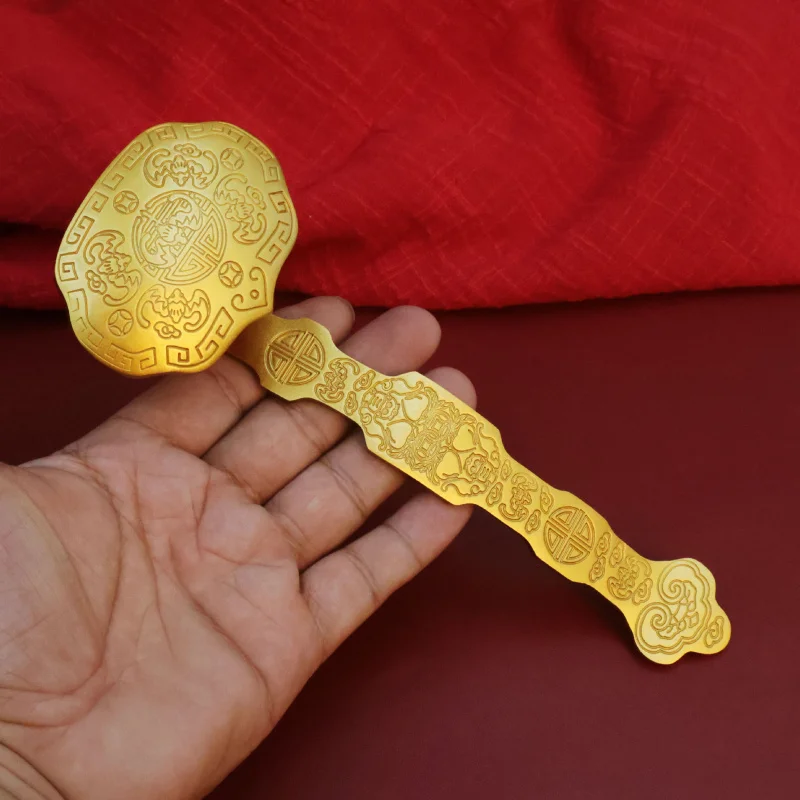 Brass Five Blessings Ruyi Ornament, Copper Ruyi Handpiece, Dragon and Phoenix Ruyi Ornament, Nine Dragon Ruyi Ornament, Gift Ite
