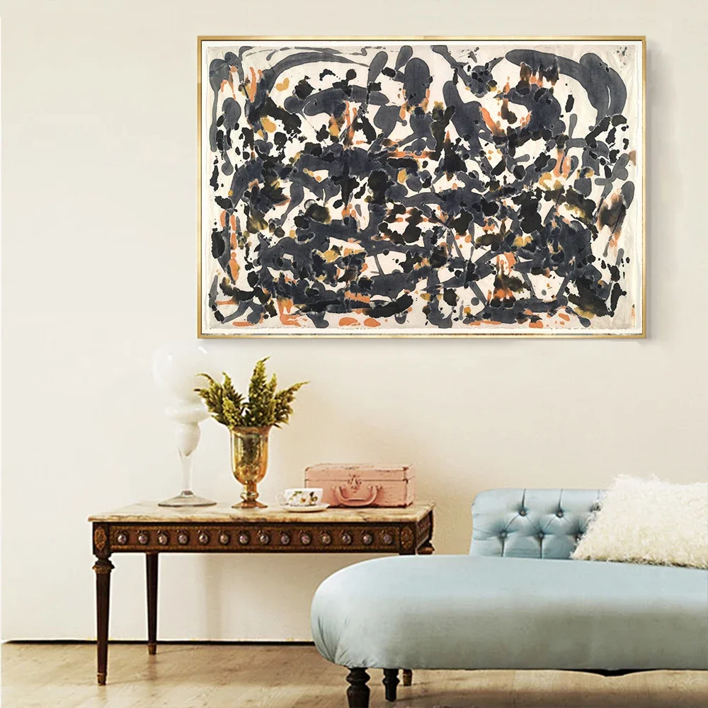 Jackson Pollock《Untitled》Canvas Art Oil Painting World Famous Artwork Poster Picture Modern Wall Decor Home Decoration