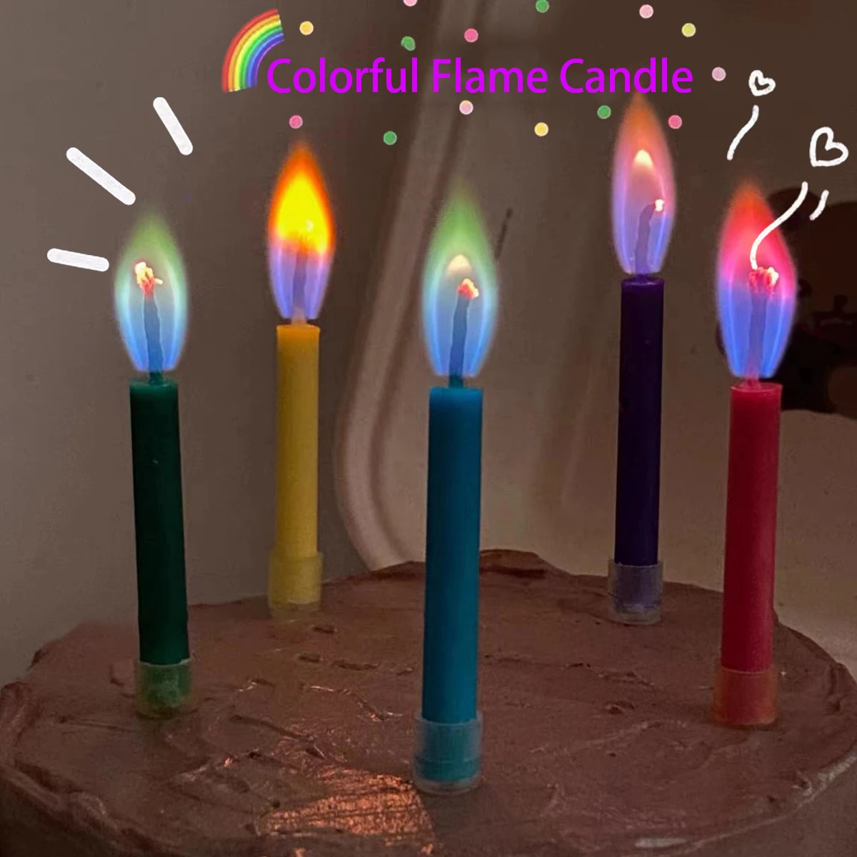 6PCS Multicolored Colored Colorful Flame Candles Wedding Party Birthday Cake Decoration Supplies for Children Kids