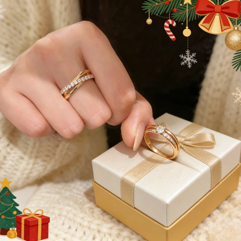 The Same-style Luxurious Three-ring Ring for Singers - Set with Morganite Crosses - Suitable for Ring on The Ring Finger