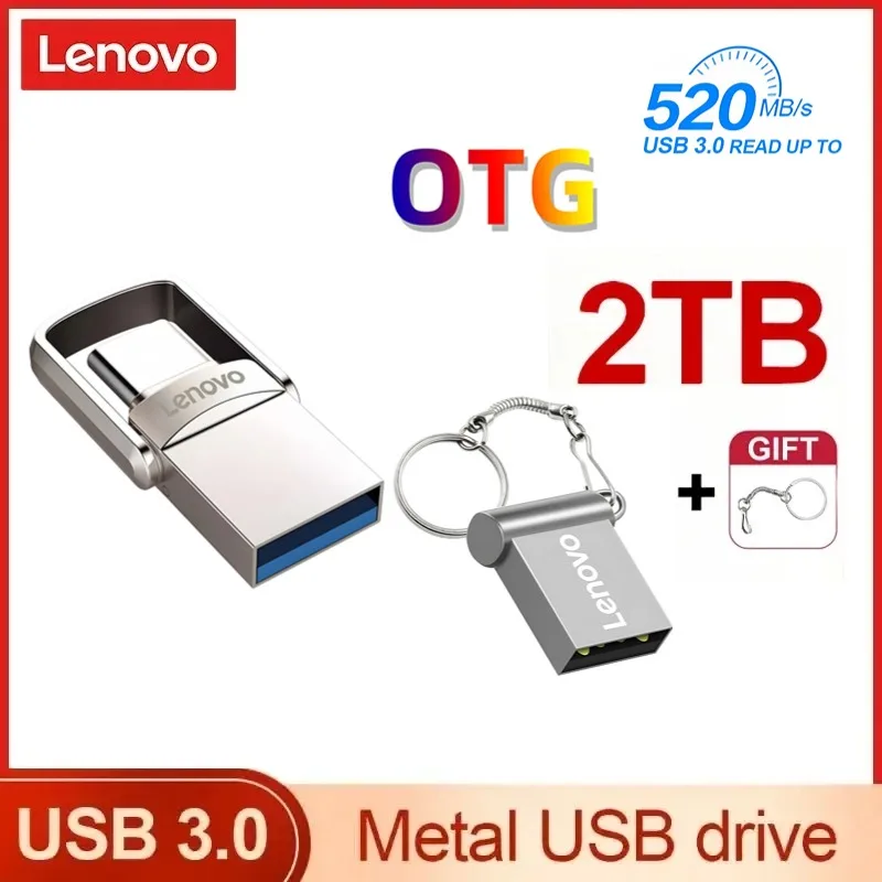 Lenovo флэш-накопитель Usb 3,0 OTG, флэш-накопитель 2 в 1 USB-c, Usb-флэш-накопители, поворотный Usb, Usb-флэш-накопитель для телефона, ноутбука