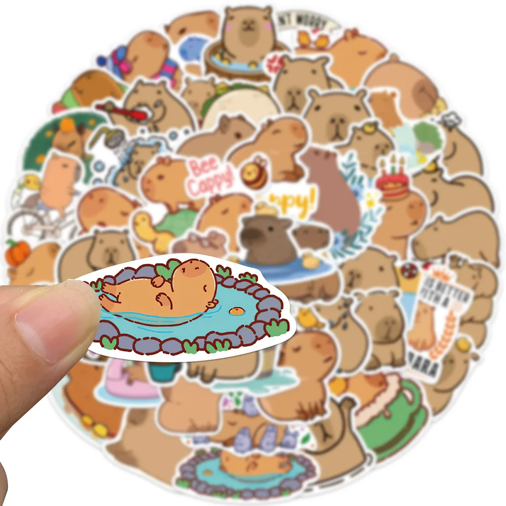 50pcs Cute Capybara Animals Cartoon Graffiti Stickers DIY Phone Guitar Laptop Notebook Suitcase Cup Waterproof Sticker Kids Toy