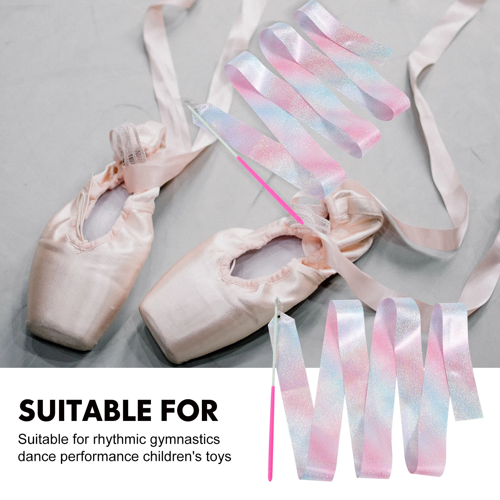 

2Pcs Colored Ribbon Dance Toys Polyester Streamer Gymnastics Kids Energetic Activities Shining Performing Safe Durable