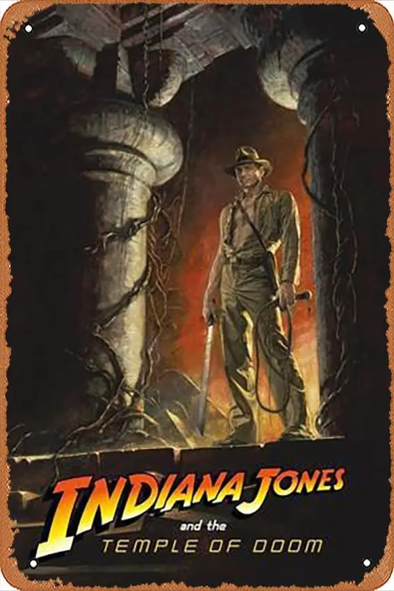 1p, letrero de estaño de Metal ch - Indiana Jones y el templo del Doom - una hoja - Póster de placa de metal para cafetería, bar, decoración de pared del hogar