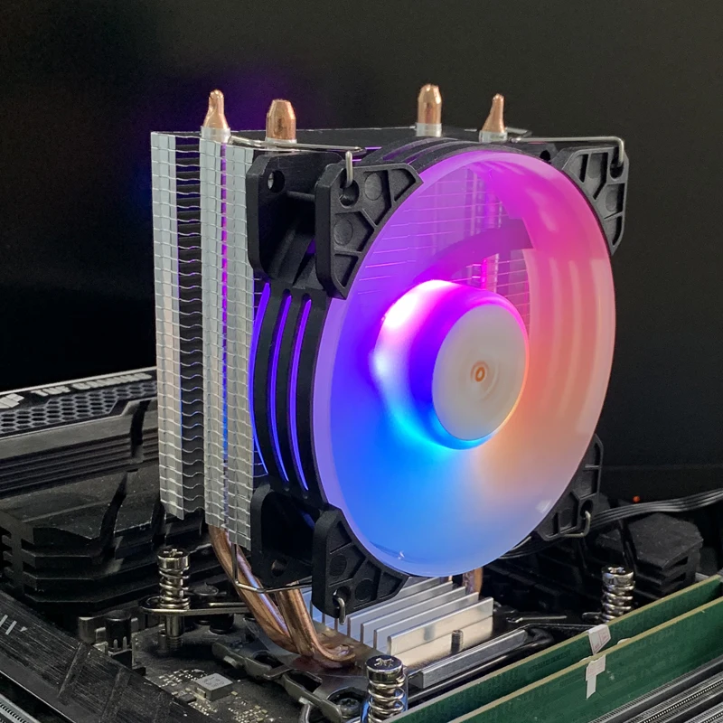 2개의 히트파이프 ARGB CPU 쿨러 타워 PC 라디에이터 5V-3PIN 무소음 RGB 팬 (인텔 1700 1200 1150 1155 1156 1366 2011 X79 X99 호환) 썸네일 3