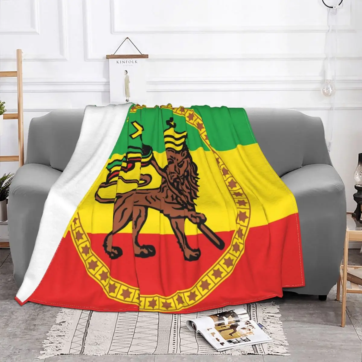 Lion Of Judah Ethiopia Imperial Flag Blanket 3D Print Soft Flannel Fleece Warm Throw Blankets for Car Bedding Couch Bedspreads