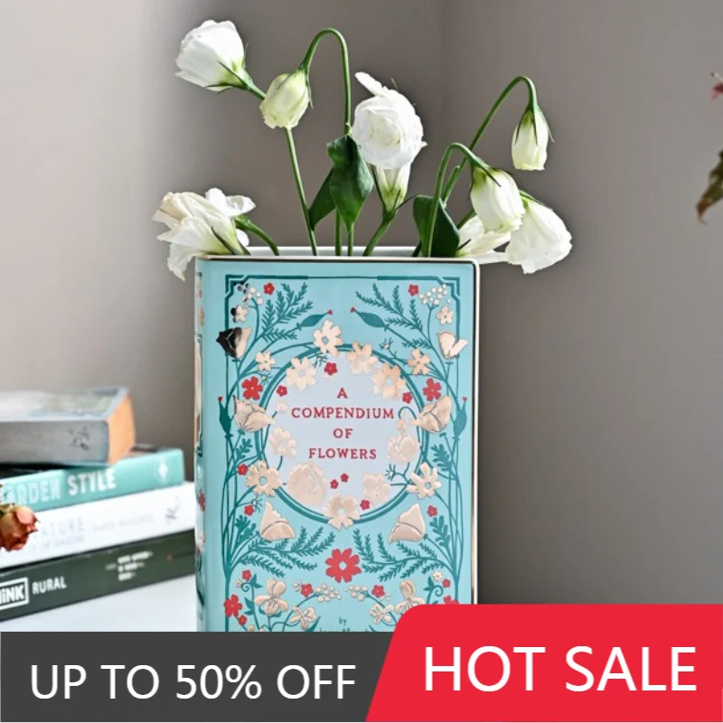 Ceramics Book Vases Nordic Table Decoration Flower Vase Living Room Elegant Vase Art Hydroponic Flower Bottle Aesthetic Ornament