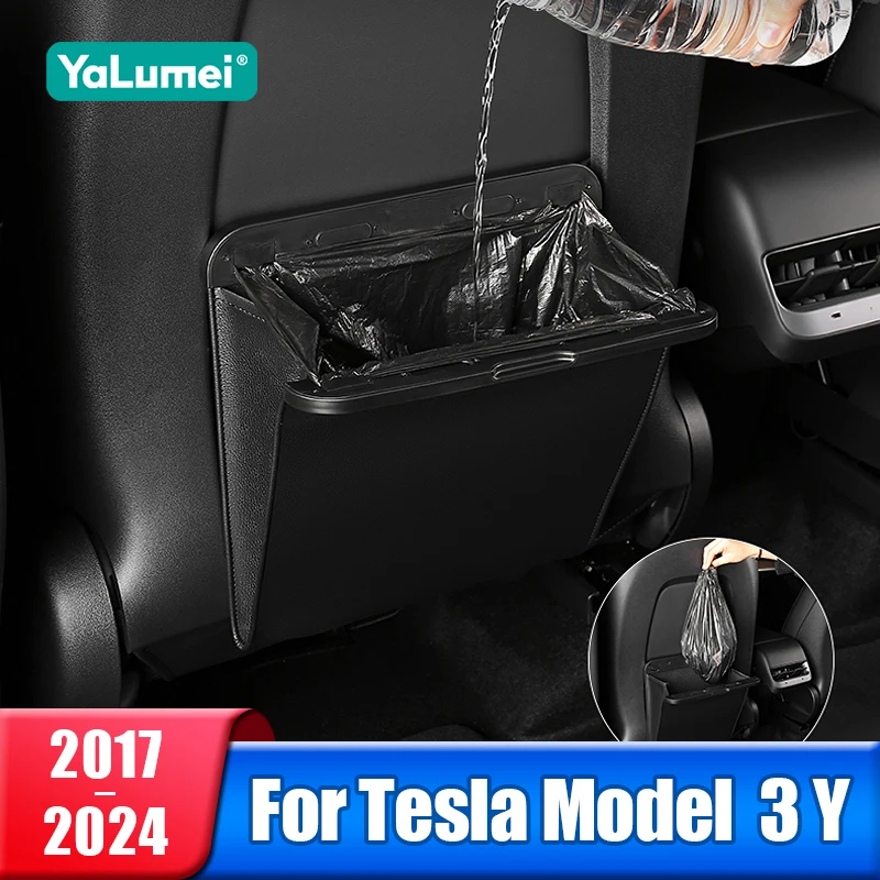 

Car Garbage Bag Waterproof Magnetic Adsorption Trash Back Seat Hanging For Tesla Model 3 Y 2017- 2021 2022 2023 2024 Accessories