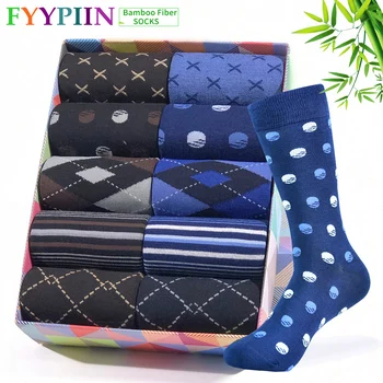 Chaussettes mi-mollet en fibre de bambou pour hommes, douces, respirantes, évac80-l'humidité, vêtements toutes saisons, 5/10 paires