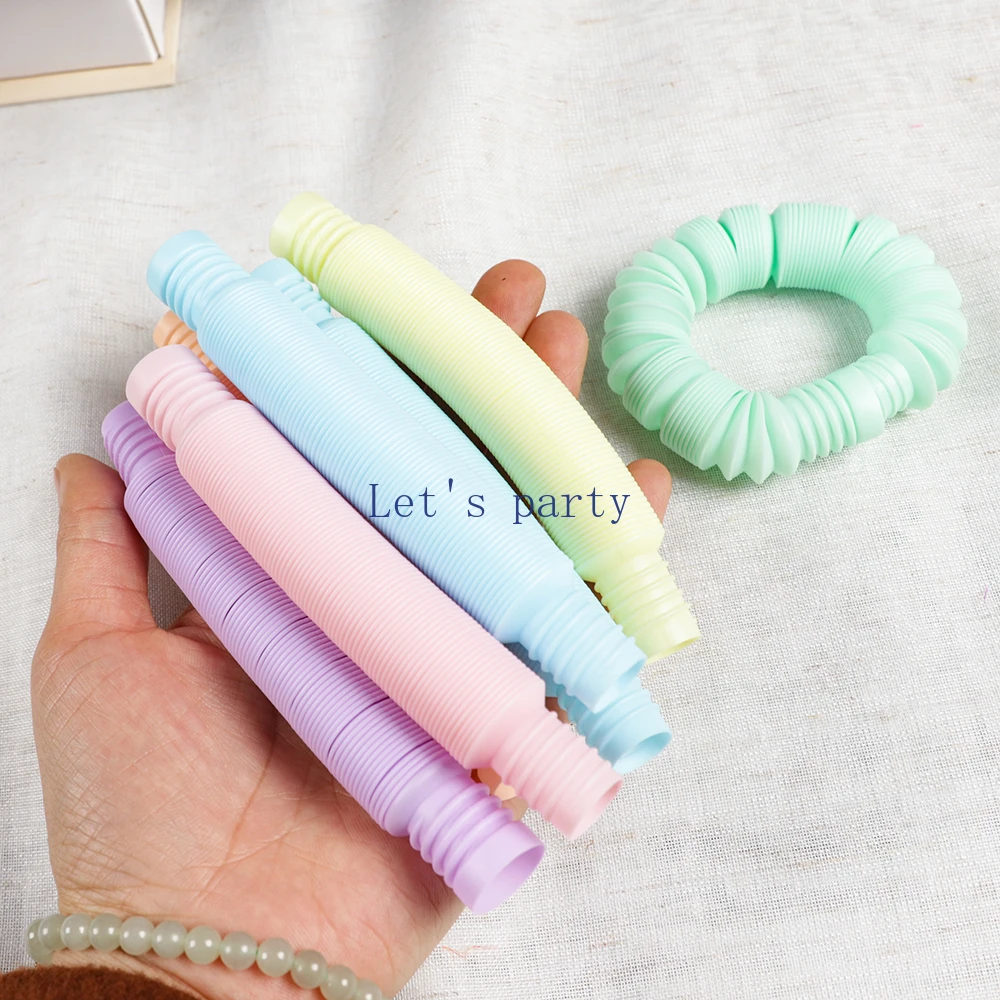 10Pcs Macaron Color Pop Tubes Pipe Fidget Sensory Antistress Toys for Kids Adults Birthday Party Favors Pinata Filler Goodie Bag